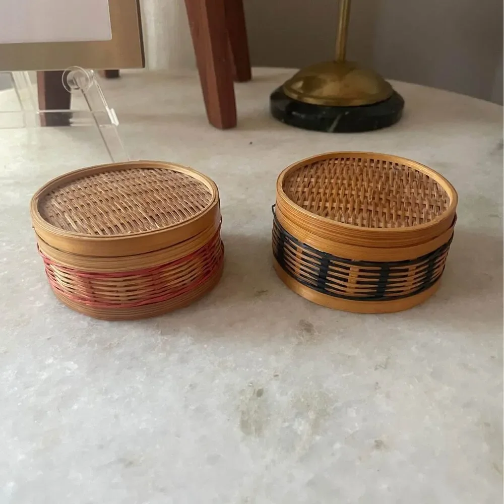 vintage soap in rattan baskets set